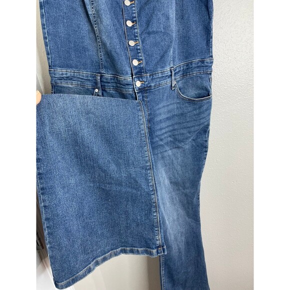 Jessica Simpson Plus Size 18W Denim Jumpsuit Overalls Wide Leg Stretch Jean - Picture 7 of 10